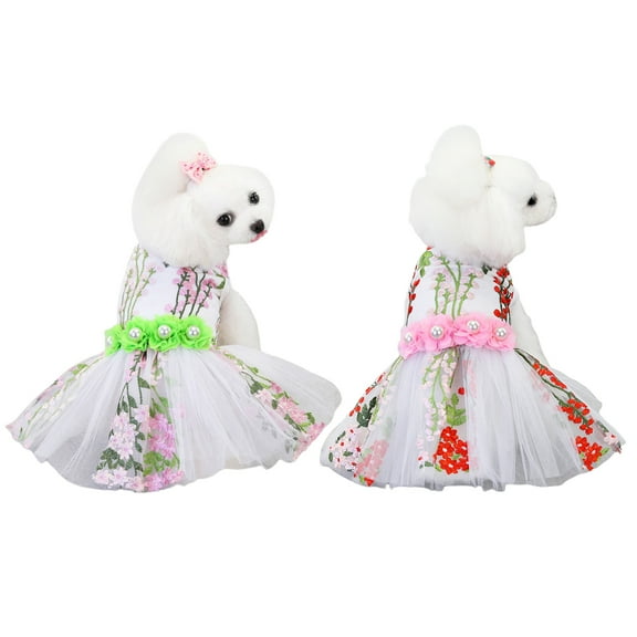Cheers.US Dog and Cat Dress Dog Princess Skirt Pet Flower Lace Skirt Cute Puppy Dress Suitable for Pomeranian Pets on Wedding Party Spring Summer