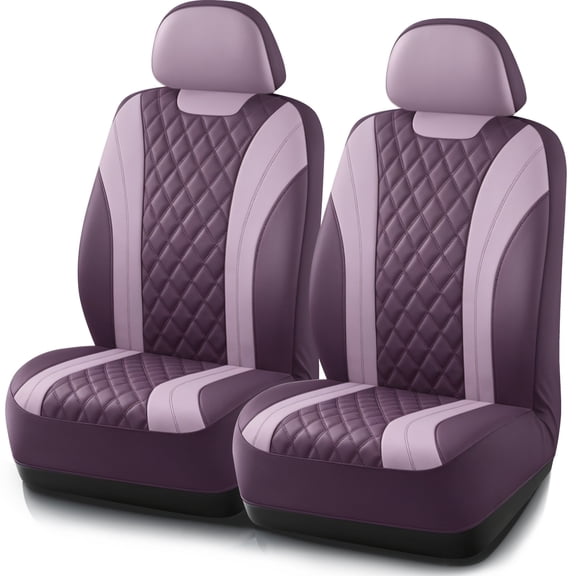 Auto Drive Car Seat Covers, Diamond Quilted Two-Tone Car Seat Covers Set, Universal Fit for Two Front Seats, Airbag Compatible for Cars, SUVs and Trucks Purple Front Seat