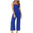 thumbnail image 2 of Usmixi Jumpsuits for Women Dressy Fashion Slim Back Zipper Lightweight Strap Maxi Jumpsuits Overalls Summer Square Neck Sleeveless Solid Long Formal Rompers Blue l, 2 of 5