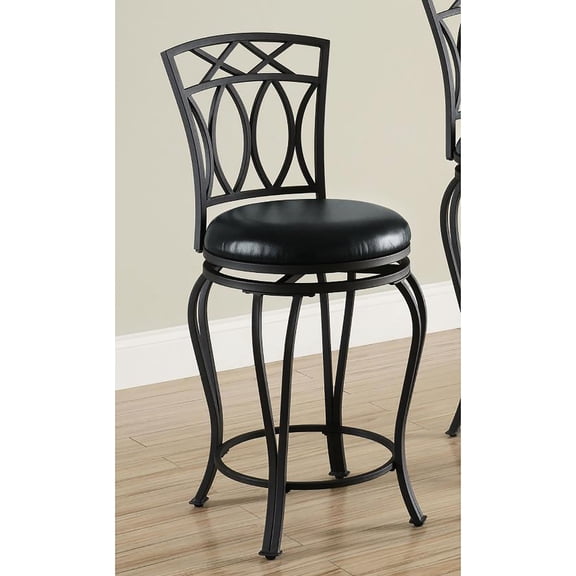 Black Metal Stool with Footrest / Comfortable for Long Dinners