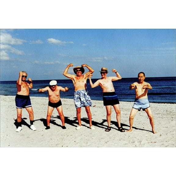 Pictura Mature Muscle Men on Beach Funny / Humorous Birthday Card for Him : Man