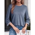 thumbnail image 5 of Women'S Shirts Fashion 3/4 Length Sleeve T Shirts Cute Crewneck Casual Tops Basic Blouses Blue XXL, 5 of 6