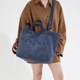 thumbnail image 2 of Uobin Corduroy Tote With Embroidered Letter Design Casual Shoulder Handbag For Daily Use, 2 of 4