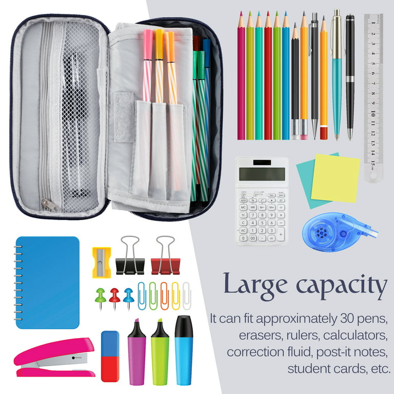  Gloppie Pencil Case Pencil Box Pen Case Organizer Portable Pencil  Bags with Zipper Pencil Pouches Stationary Storage Box Blue : Office  Products