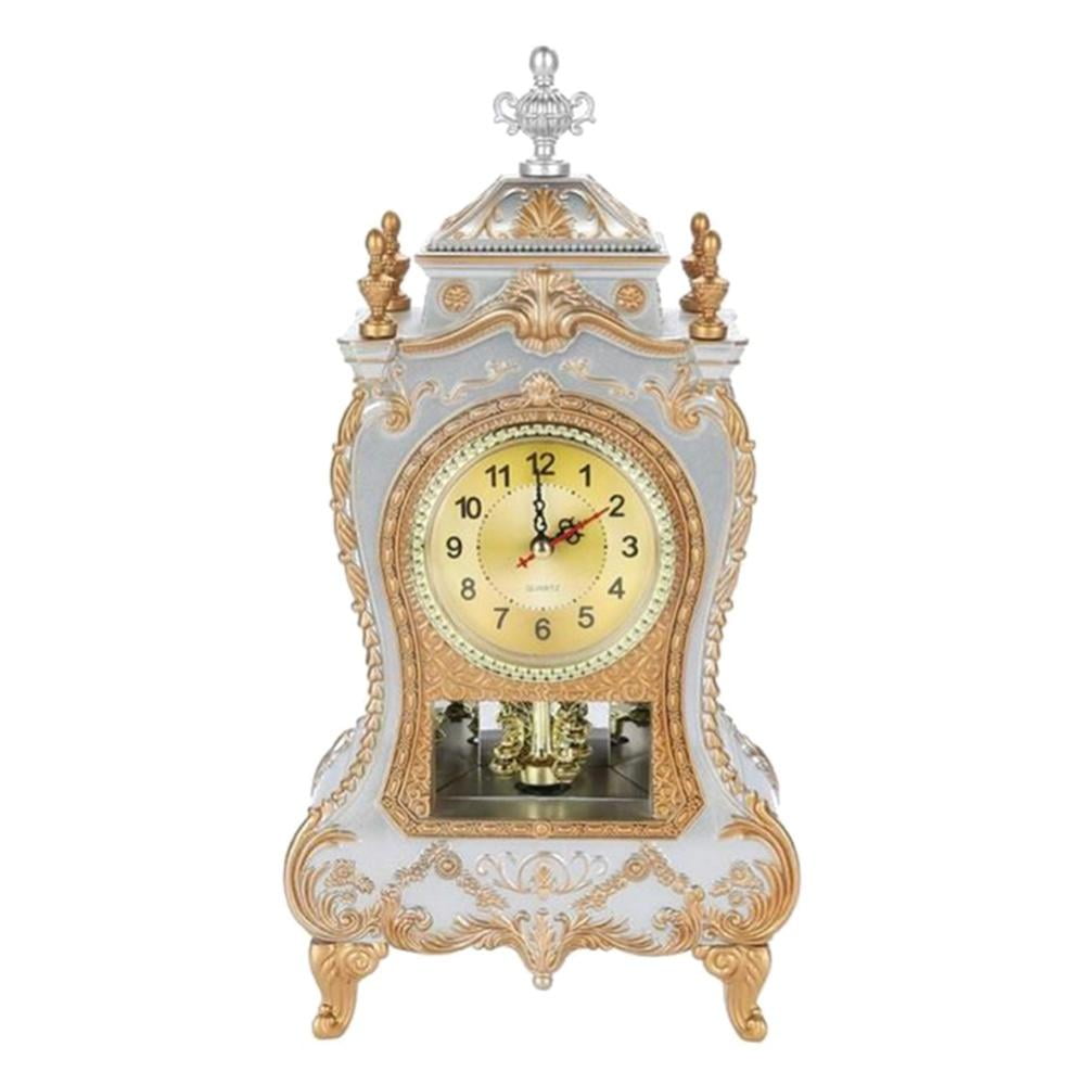 Antique Round Small Mantel Clock Table Art Clock Non Ticking Bracket Clock 