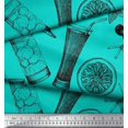 thumbnail image 2 of Soimoi Green Velvet Fabric Lemon Slice & Soft Drinks Summer Designs Print Sewing Fabric Yard 58 Inch Wide, 2 of 3