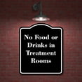 thumbnail image 2 of No Food or Drinks in Treatment Rooms BLACK Aluminium Composite Sign 8.5''x10'', 2 of 9