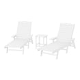 thumbnail image 3 of WestinTrends Malibu 3-Piece Outdoor Chaise Lounge Set with Side Table, All-Weather Poly Lumber, 5-Position Backrest, Lawn Pool Patio Furniture, White, 3 of 14