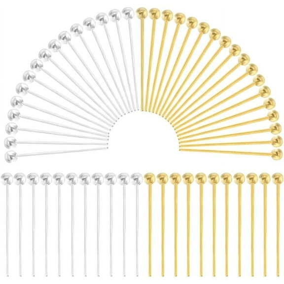 1 Box 600Pcs 20mm Small Ball Head Pins Jewelry Head Pin Gold Silver Long Headpins Brass Needles Head Pin Findings