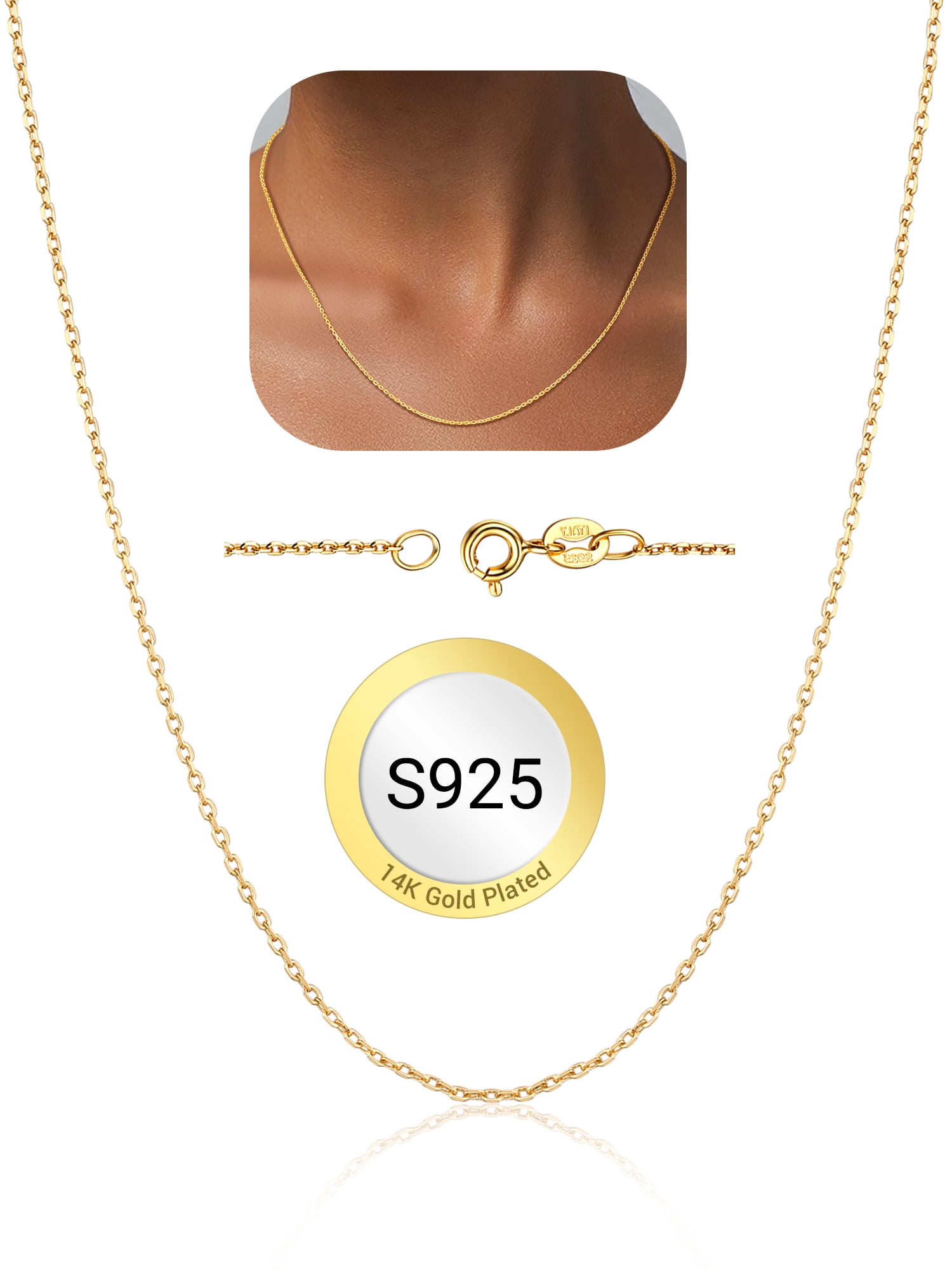 Real SOLID 925 STERLING SILVER Necklace 1.2mm Trace Chain Flash 14-26 Stamped | UK