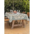 thumbnail image 2 of Outdoor Tablecloth with Umbrella Hole and Zipper, Beige Green Boho Rectangle Table Cloth 60x120 Inch Waterproof Tablecloth, Medieval Vintage Ethnic Floral Abstract Picnic Table Cover for Patio, 2 of 7