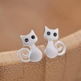 thumbnail image 5 of EOEMY Fashion 925 Silver Plated Cat Animals Earrings Ear Stud Women Party Jewelry Gift, 5 of 6