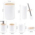 thumbnail image 3 of CERBIOR 6PCS Bamboo and Plastic Bathroom Accessories Sets, White, 3 of 9