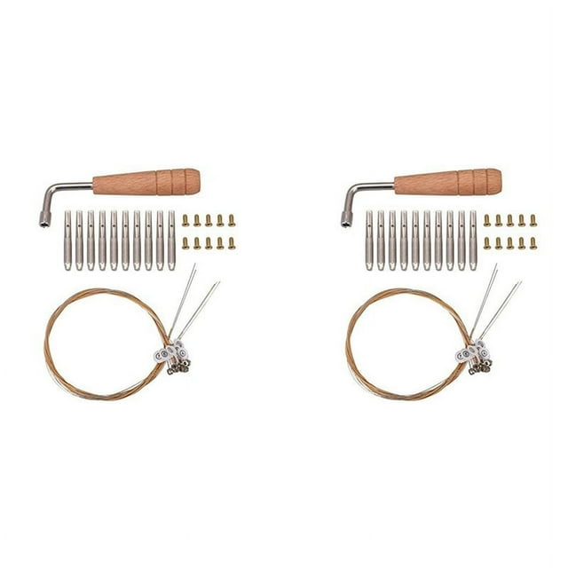 20 Pcs Clous de Réglage & 20 Pcs Rivets, avec Clé de Réglage en Forme de L, 10 Ficelles Laiyaqin pour Harpe de Lyre Instrument à Cordes