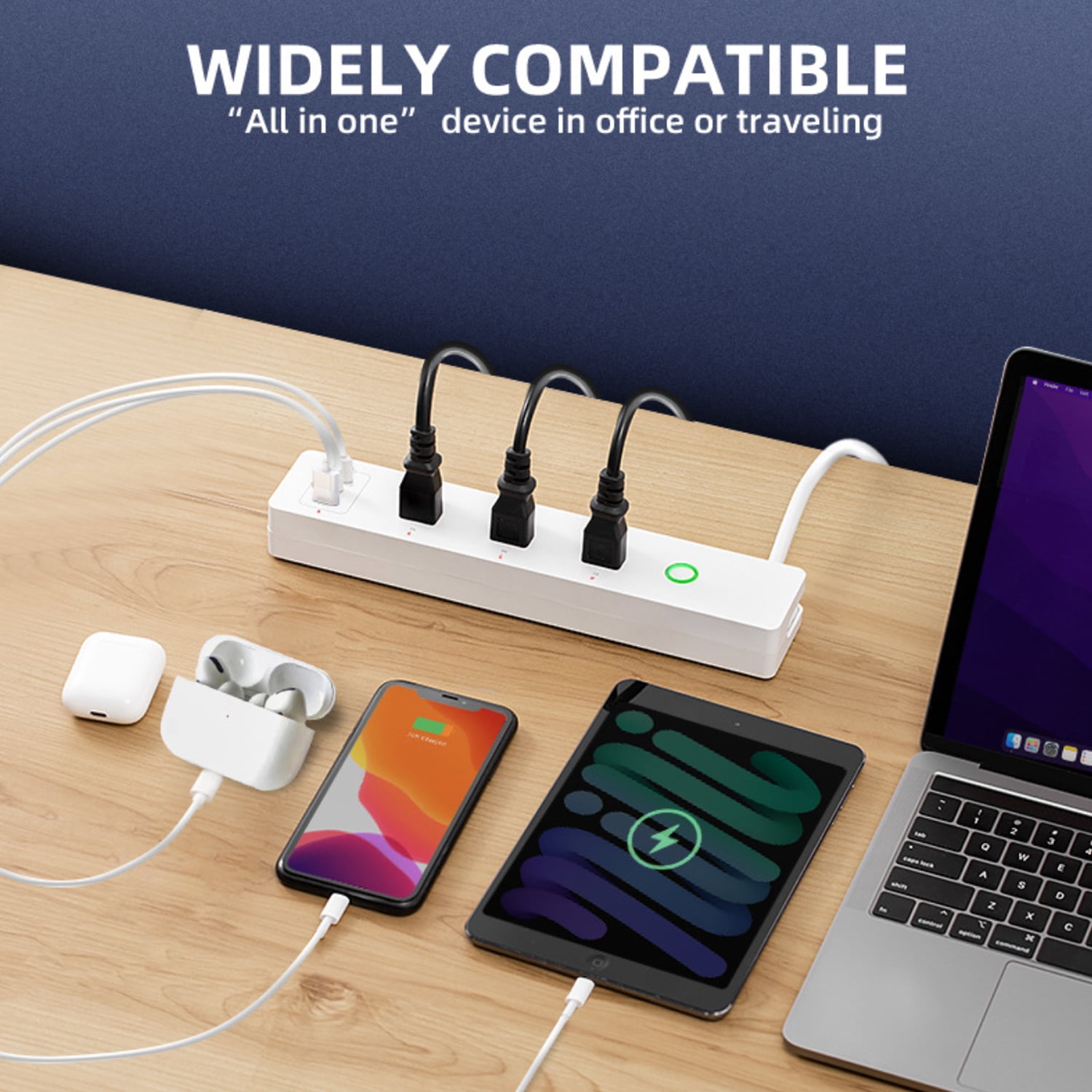 65W GaN PD Smart Power Strip WiFi Plug Multiple Outlet Surge Protector 3 AC Outlets，1 USB Ports，2 USB C Ports,15A, Remote Control Timing Schedule Compatible with Alexa Echo, Google Home, White
