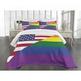 thumbnail image 3 of Ambesonne Pride Quilted Bedspread Set 3 Pcs, Flag USA Rainbow Colors, King Size, Multicolor, 3 of 5