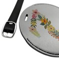 thumbnail image 2 of Letter Z Floral Monogram Initial Round Leather Luggage Card Suitcase Carry-On ID Tag, 2 of 8