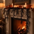 thumbnail image 5 of OAVQHLG3B 71 inch Artificial Halloween Garland, Black Eucalyptus Hanging Garlands, Halloween Vines for Mantle Fireplace Table Home Indoor Decor, 5 of 7