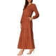 thumbnail image 4 of Vestidos A-Line en capas INSPIRE CHIC para mujer, vestido midi casual de manga larga con cuello redondo y bolsillos, M naranja, 4 of 6