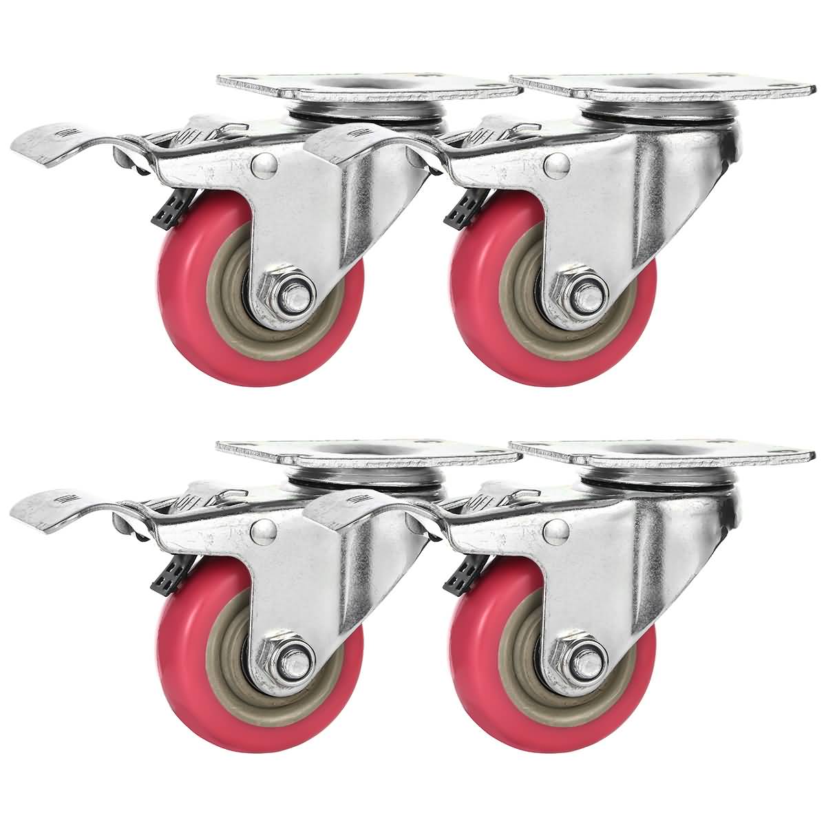 FactorDuty 50 Pack Blue Polyurethane Caster Wheels - 2 Inch, Plate Mount, 65 Lb Capacity Each, Swivel