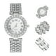 thumbnail image 2 of Conjunto de 2 relojes y pulseras de diamantes de imitación, reloj de cuarzo brillante para mujer, 2 of 5