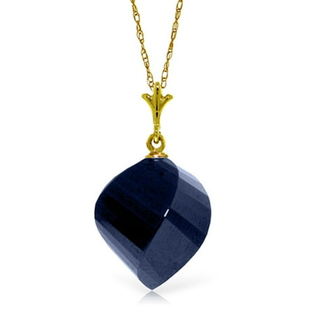 ALARRI 15.25 Carat 14K Solid Gold Necklace Twisted Briolette Sapphire with 24 Inch Chain Length.
