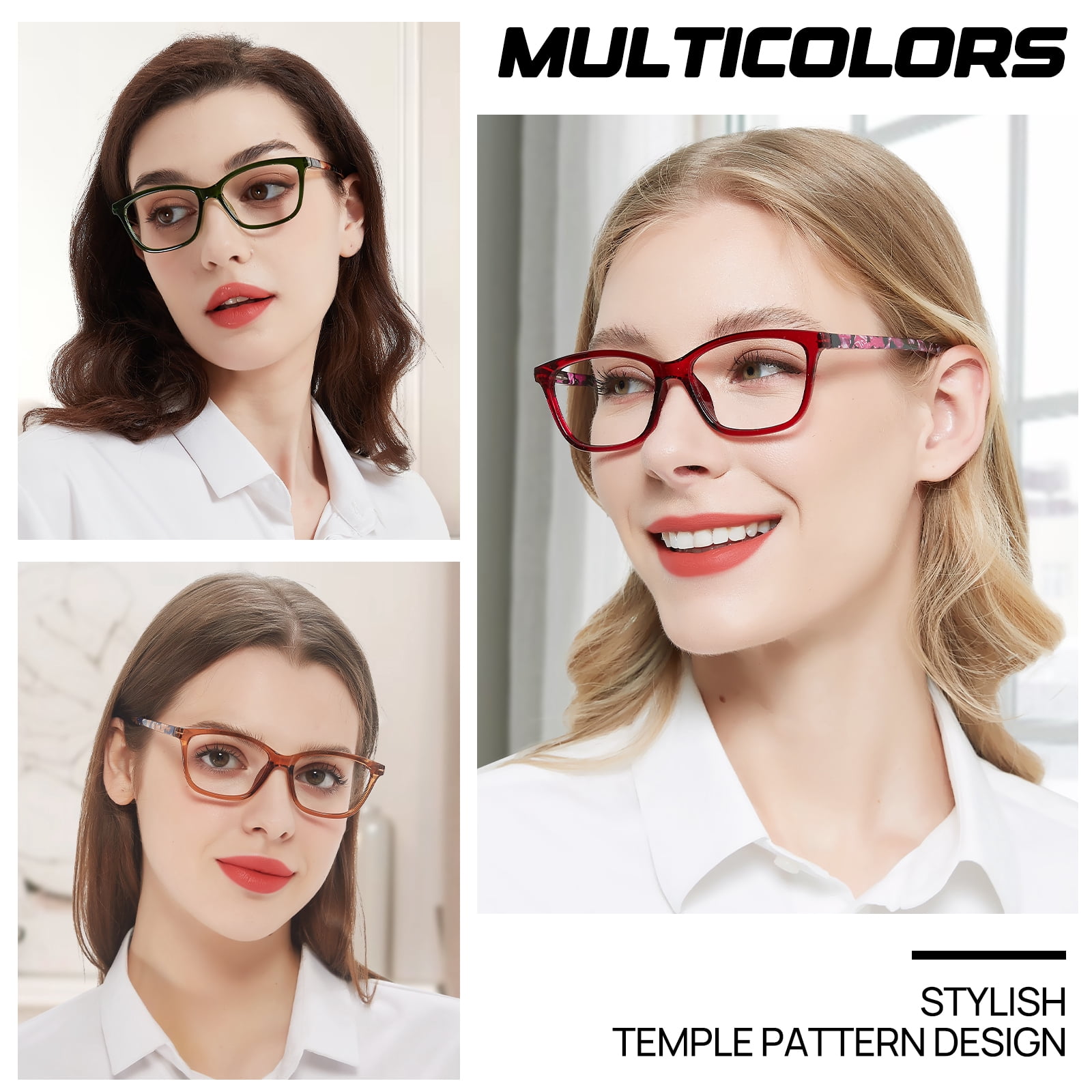 WEMOOTANTS 3 Packs Women's 2.75 Reading Glasses Ladies Colorful Readers 1.0 1.25 1.5 1.75+ 2.0 2.25 2.5 2.75+ 3.0 3.5 4.0 5.00 6.00