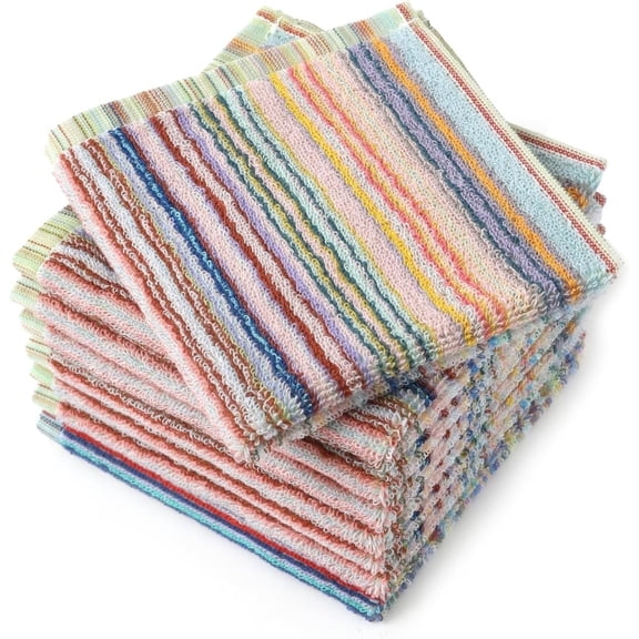Ausign 8Pcs Kitchen Dishcloths for Washing Dishes, Ultra Absorbent Dish Rags, Cotton Cleaning Cloths , 12x12 Inches (Mix)