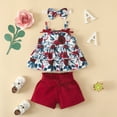 thumbnail image 6 of XZNPDUCQ Little Kids Girl Summer Outfit Sleeveless Tied Flower Print Cami Tank Tops Elastic Shorts Toddler 2Pcs Clothes Set Short T-shirt Sets 9-12 Months Red, 6 of 9