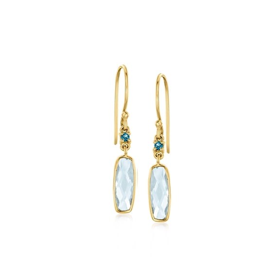 Ross-Simons 3.30 ct. t.w. Sky and London Blue Topaz Drop Earrings in 18kt Gold Over Sterling, Women's, Adult