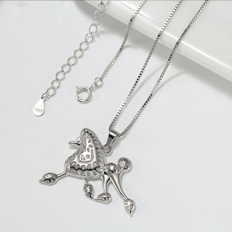 French Poodle Dog Pendant Necklace Sterling Silver Women Ginger