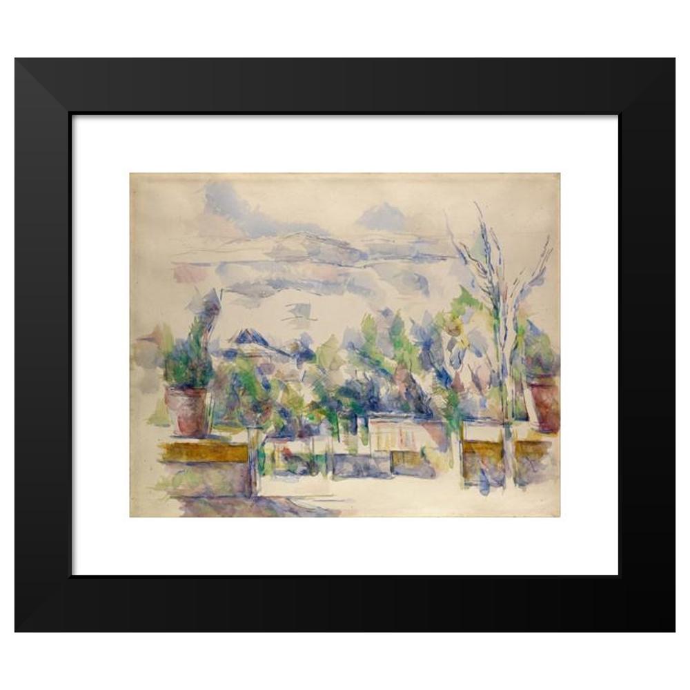 Paul Cézanne 24x20 Black Modern Framed Museum Art Print Titled - The Terrace at the Garden at Les Lauves (1902-1906)