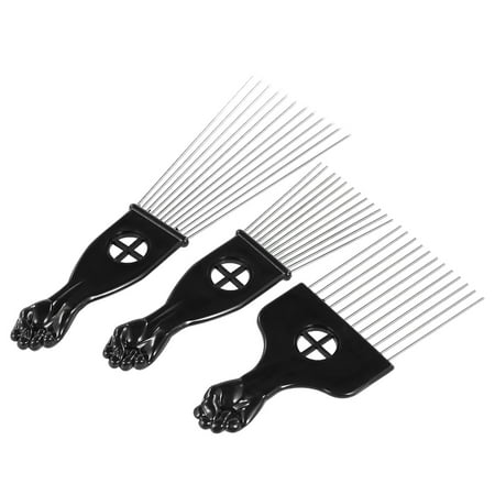 3Pcs Metal Afro Comb African American Pick Comb Hair Brush Hairdressing Styling Tool Black (Best Hair Styling Tools)