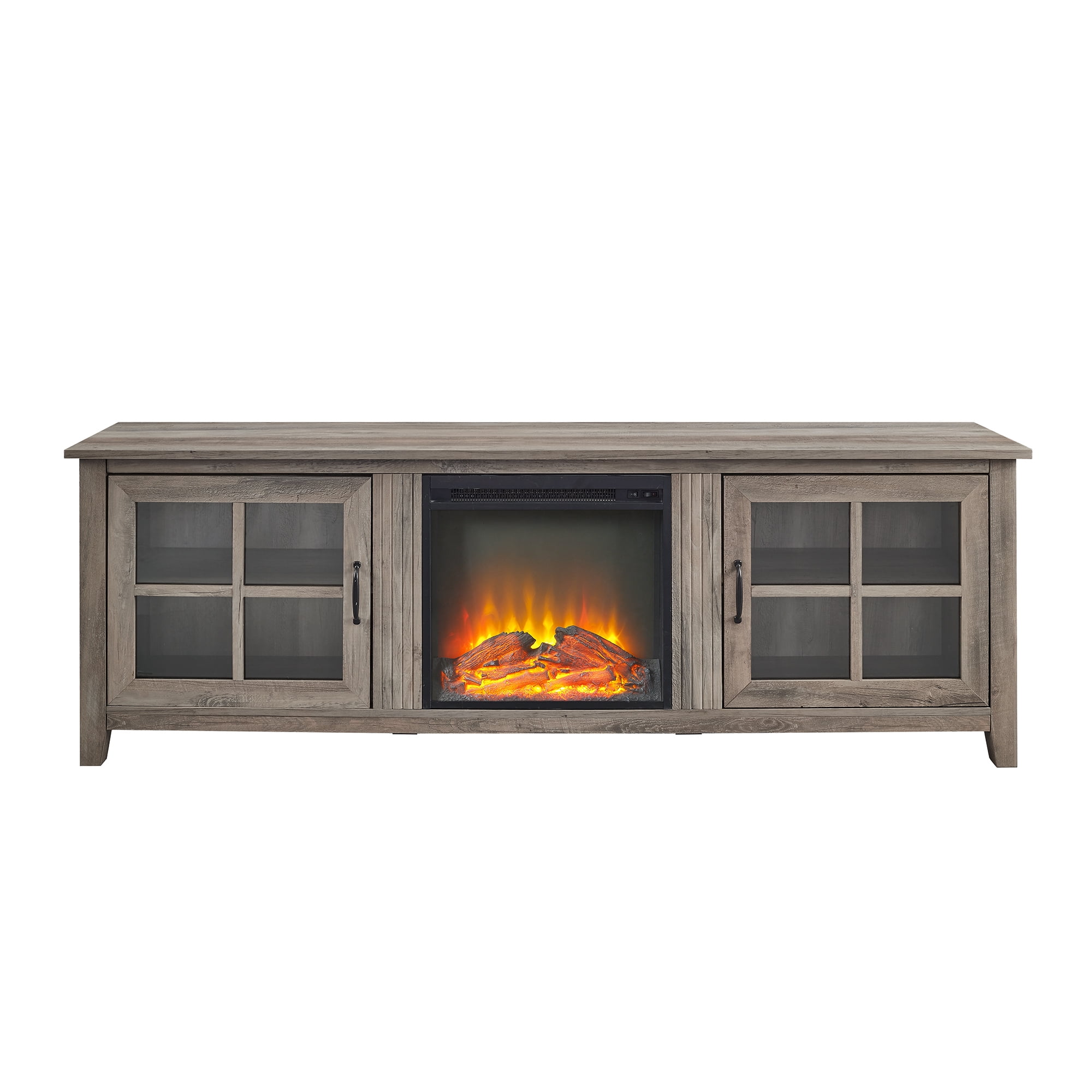 Walker Edison Farmhouse Fireplace TV Stand for TVs up to 80", Grey Wash