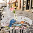 thumbnail image 4 of Birds Floral Fitted Tablecloth with Elastic Edged, Round Table Cloth for Dining Table, Farmhouse Country Pink Flower Leaf Wood Grain Waterproof Oil Proof Table Cover for Indoor Outdoor 36"-44", 4 of 8