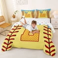 thumbnail image 3 of Erosebridal Light Blue Dripping Baseball Stitch & Waffle Letter L Graphic Queen Comforter Set 3pcs, Alphabet Graphic Bedding Comforter Set for Boys And Girls Kids,Lightweight Room Decor, 3 of 6