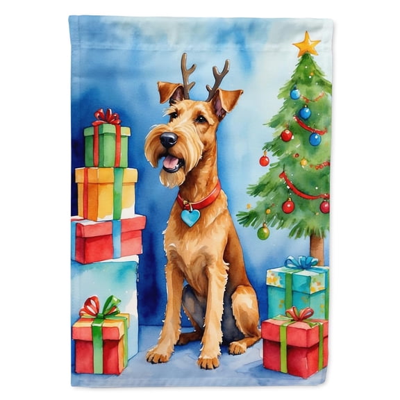 Irish Terrier Christmas Reindeer Garden Flag