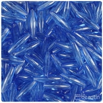 BeadTin Medium Sapphire Transparent 19mm Spaghetti Plastic Beads (150pcs)