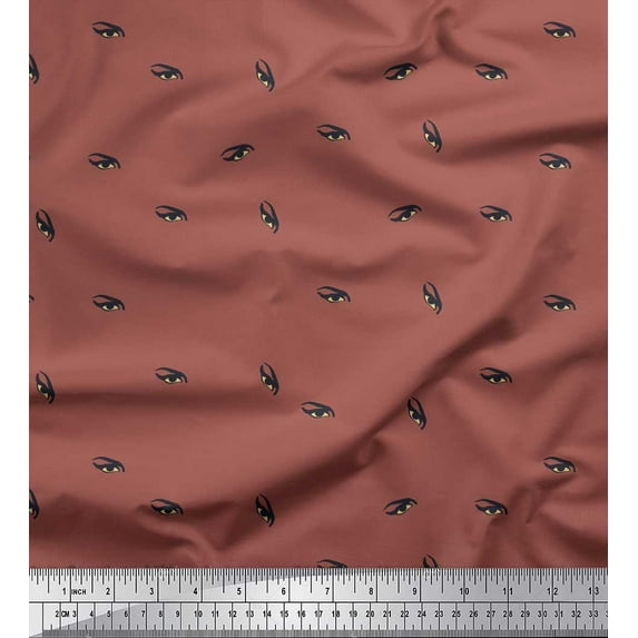 Soimoi Brown Rayon Fabric Eyes Face Fabric Prints By Yard 56 Inch Wide