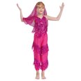 thumbnail image 5 of Niños Niñas lentejuelas brillantes borlas indio Bellywood trajes de danza del vientre indio Top corto con pantalones pañuelo para la cabeza Ropa de baile de Halloween, 5 of 5