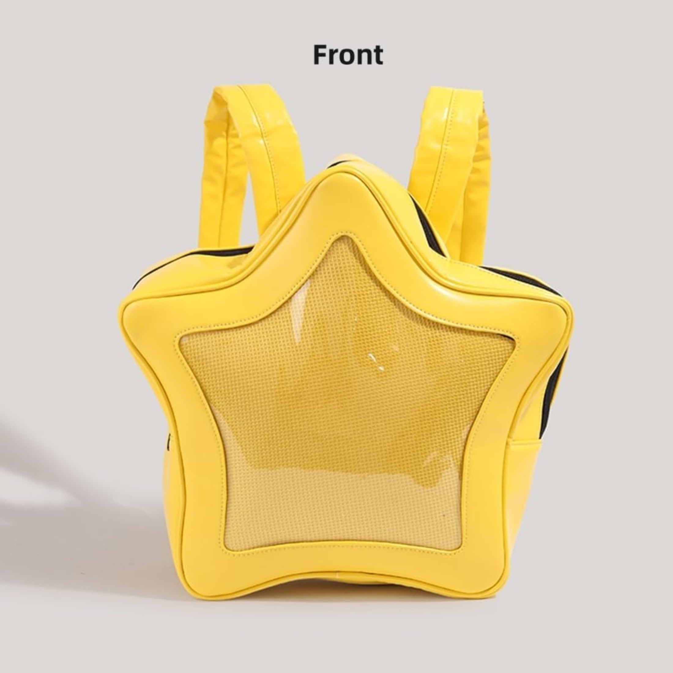 Yellow Star Kawaii Backpack PU Leather Ita Bag Backpack Y2k Shoulder Bag Aesthetic Cute Backpack