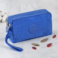 thumbnail image 2 of Portable Retro Solid Color Simple Cosmetic Bags Fabric Phone Purse Korean Style Wallets Wrinkle Clutch Bag Women Wallets Three Zippers Bags NAVY BLUE, 2 of 8