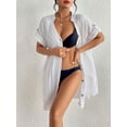 thumbnail image 6 of Bsubseach Sexy Bikini Cover Up for Women, 100% Cotton, White Short Sleeve Beach Dress, Size M, 6 of 10