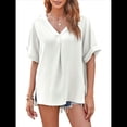 thumbnail image 1 of Camisas de Corta con Cuello en V para Mujer, Blusas Informales de Negocios, Blusas de Trabajo Holgadas L, 1 of 7