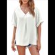thumbnail image 1 of Camisas de Corta con Cuello en V para Mujer, Blusas Informales de Negocios, Blusas de Trabajo Holgadas XXL, 1 of 7