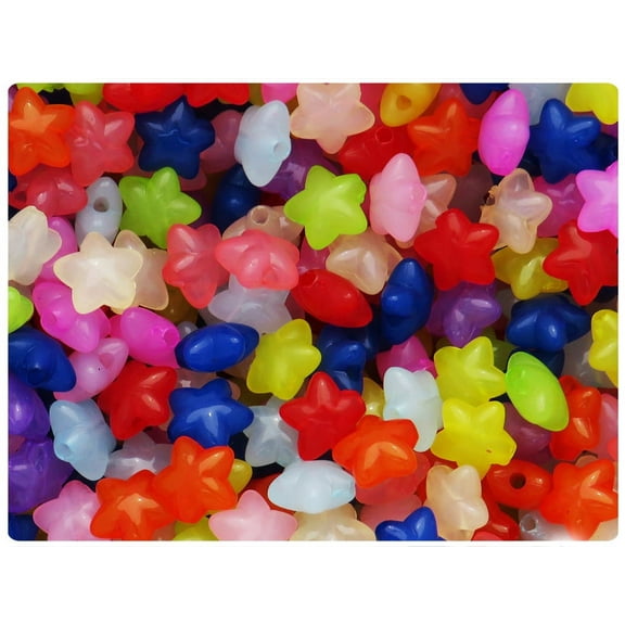 BeadTin Mixed Translucent 10mm Star Plastic Craft Beads (125pcs)