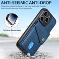 thumbnail image 2 of SaniMore Case for iPhone 15 Pro 6.1" 2023, [Flip Card Slot Design Kickstand] Removeable Wrist Strap Magnetic Car Mount Wear-resistant PU Leather Skin Shockproof Anti-drop Shell, Blue, 2 of 9