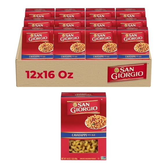 San Giorgio Cavatappi Pasta – 12 Pack (16 oz Each) – Classic spiral pasta perfect for baked dishes, creamy sauces, and pasta salads