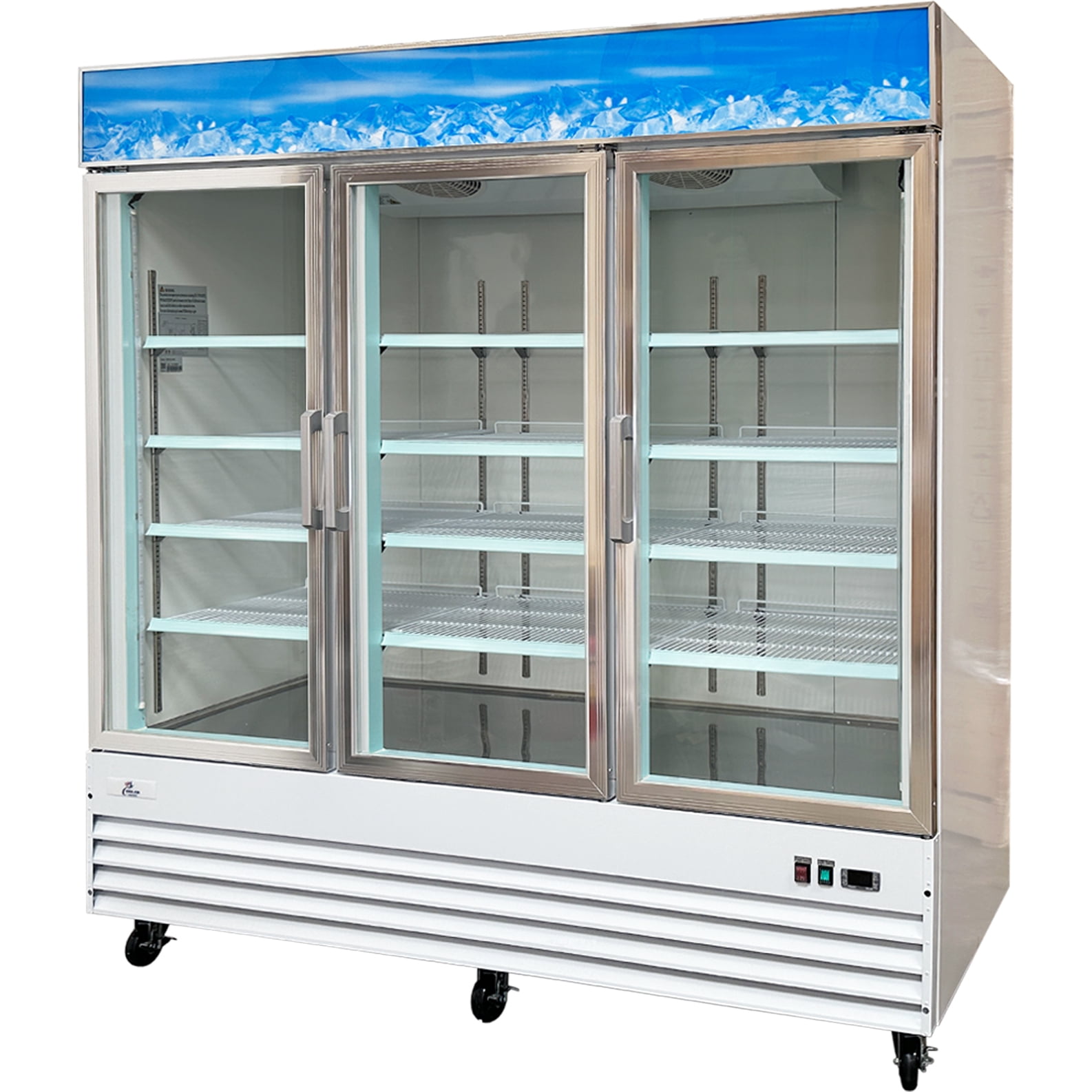 Commercial 3-Door Glass Door Freezer Merchandiser, 52 Cu.Ft Upright Display Freezer with LED Lighting, NSF Certified