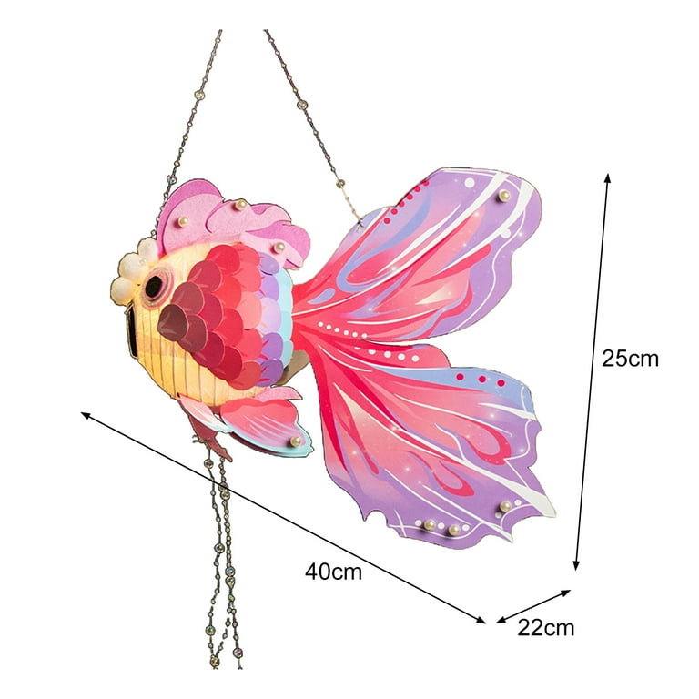 1 Set Goldfish Paper Lantern with Pole Battery Operated DIY